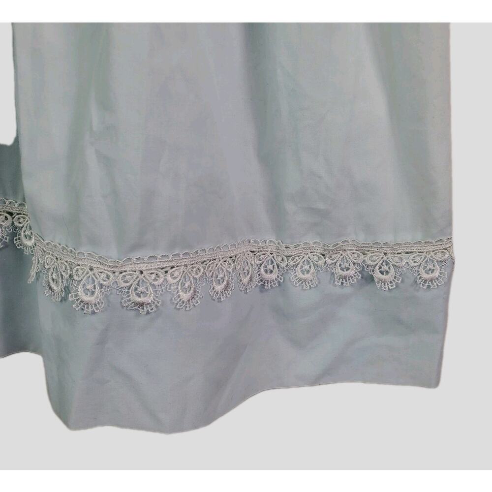 Peaches N Cream Vtg Blue Girls Dress White Collar Eyelet Trim Sz 4T Bib Cottage - Picture 4 of 11
